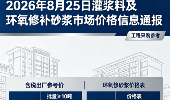 渠县2026年8月25日灌浆料及环氧修补砂浆市场价格信息通报